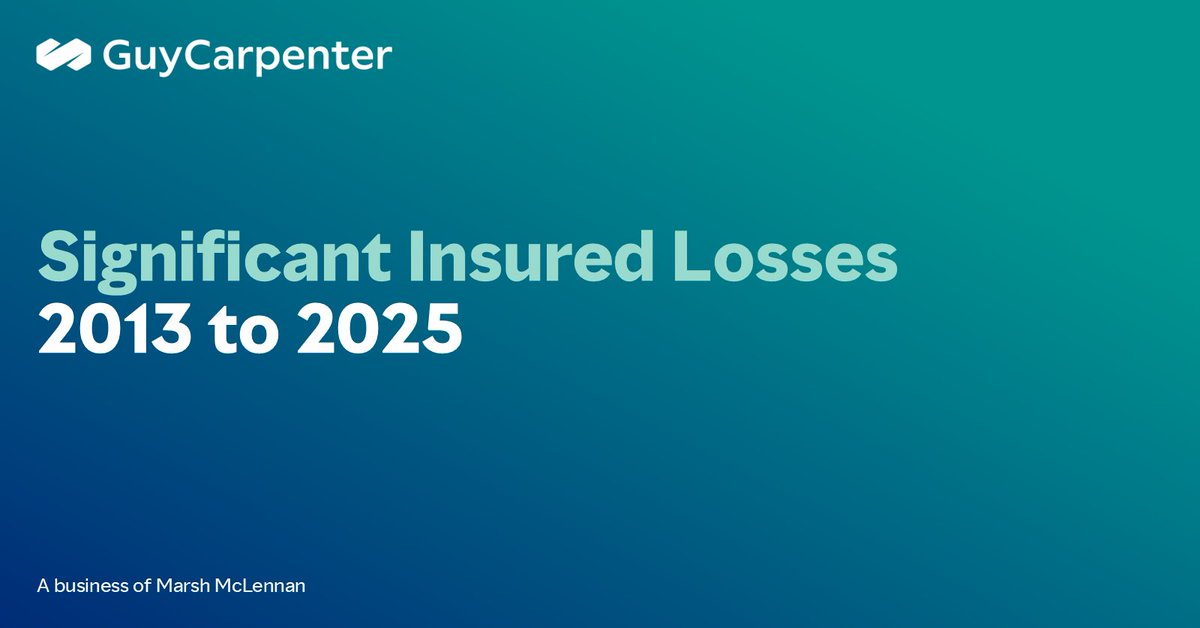 Guy Carpenter has released its latest chart on significant insured losses. Visit our Renewal Resource Center to access our press release, charts and additional insights: bit.ly/4lDQe3P