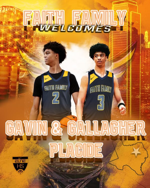 2026 four-star prospects Gavin and Gallagher Placide will transfer to Faith Family Academy for their senior seasons of high school 🔥

The Placide twins are two of the top forward prospects in the senior class and have each had big time summers so far 🤩