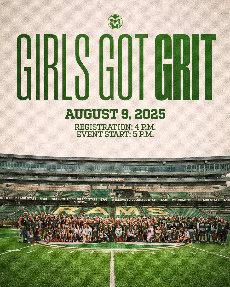 💪 𝐆𝐢𝐫𝐥𝐬 𝐆𝐨𝐭 𝐆𝐫𝐢𝐭!

Join us August 9 for our annual Women’s Clinic - supporting cancer warriors &amp; fueling our Rams!

📍Canvas Stadium
🎟️ Register now: csura.ms/GirlsGotGrit25

#Relentless x #RamGrit 🐏