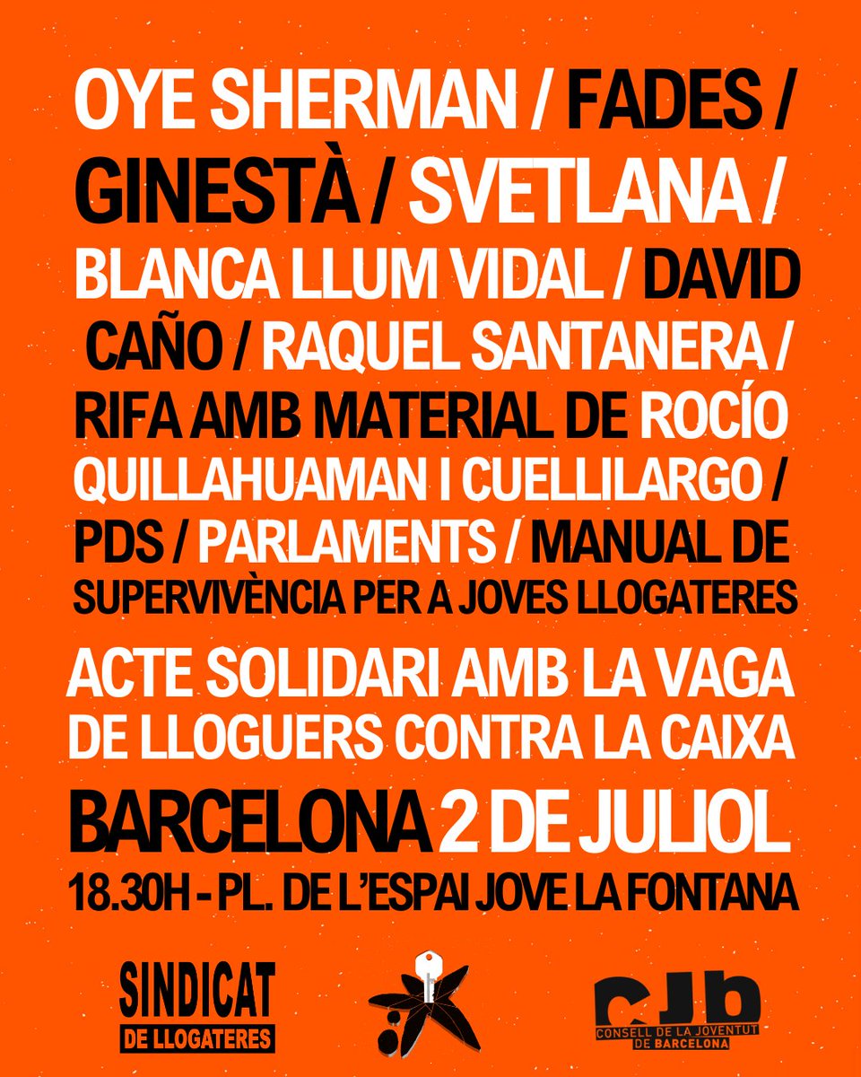 IAC (@la_iac) on Twitter photo Acte solidari amb la vaga de lloguers contra La Caixa de <a href="/SindicatLloguer/">Sindicat de Llogateres i Llogaters</a>
Moltíssima gent donant suport a la caixa de resistència! Acte solidari amb la vaga de lloguers contra La Caixa de <a href="/SindicatLloguer/">Sindicat de Llogateres i Llogaters</a>
Moltíssima gent donant suport a la caixa de resistència!