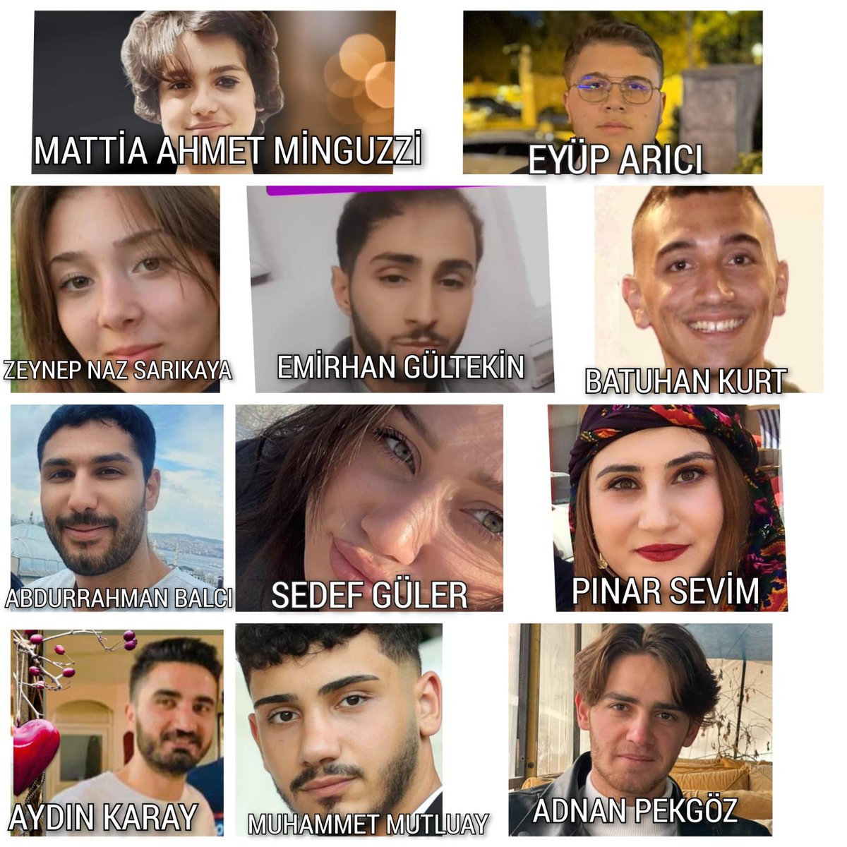 helinbhdr112's tweet image. Ailelerinin yüzüne bakabilmemiz için ADALET şart!
#AdnanPekgözİçinAdalet
#eyuparıcıicinadalet
#muhammetiçinadalet
#RabiaNazİçinAdalet
#alimardiniçinadalet
#AhmetMattiaMinguzziicinadalet