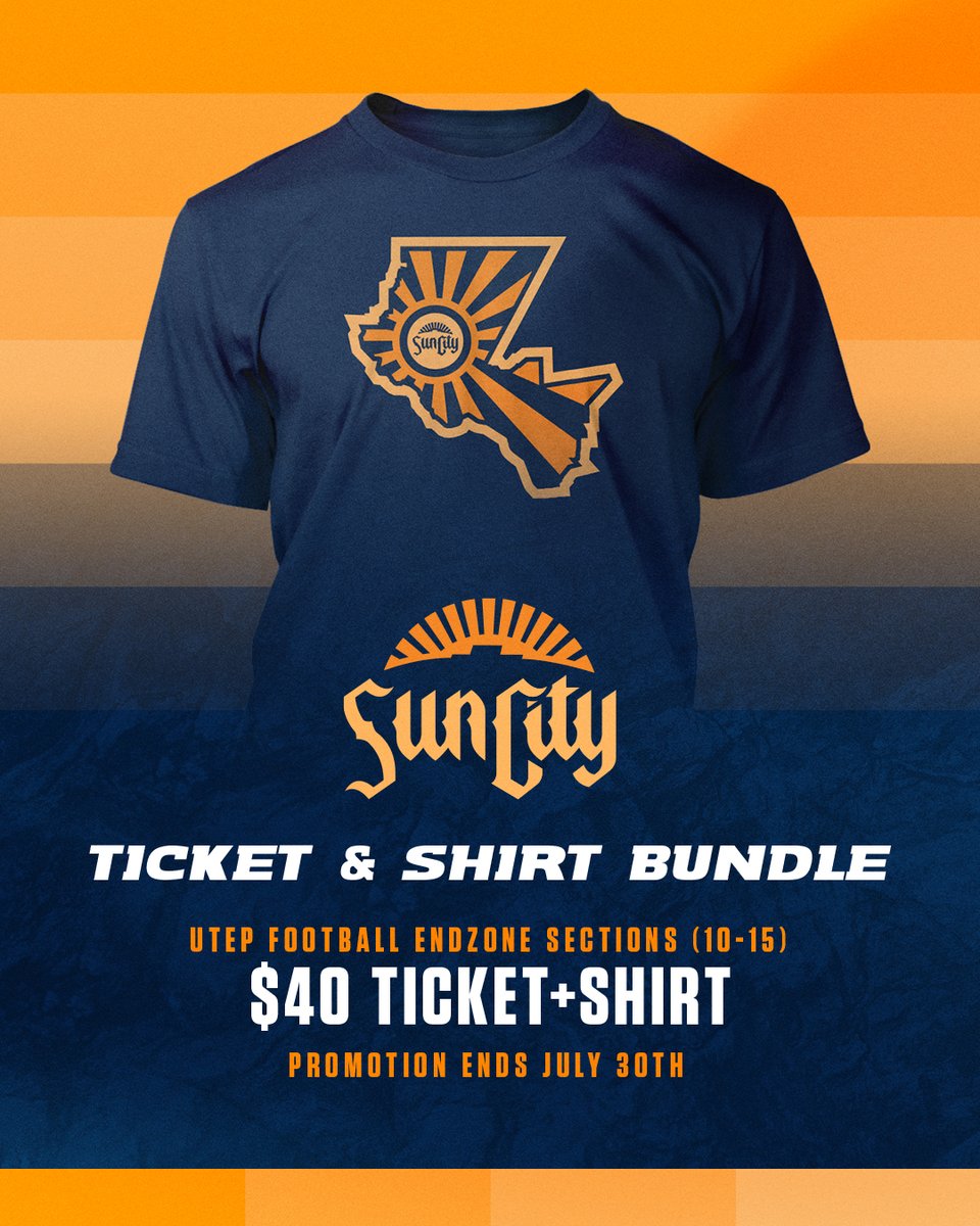 UTEPAthletics's tweet image. Secure your Sun City Bundle now for the Sun City game on September 6 at 7 pm against UT Martin! Don't miss the action!
Get your tickets here
pulse.ly/ui4lvbo0p5
#PicksUp #ElPasosTeam #SunCity