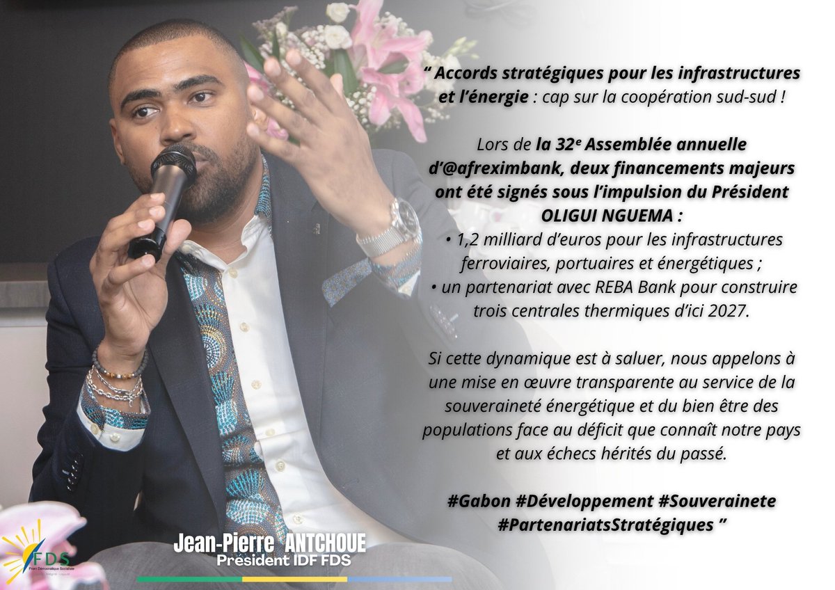 FdsIdf's tweet photo. #gabon #developpement #investissement 
#partenariatstrategiques  #souveraineteenergetique #infrastructures https://t.co/1TwbKoOX9a