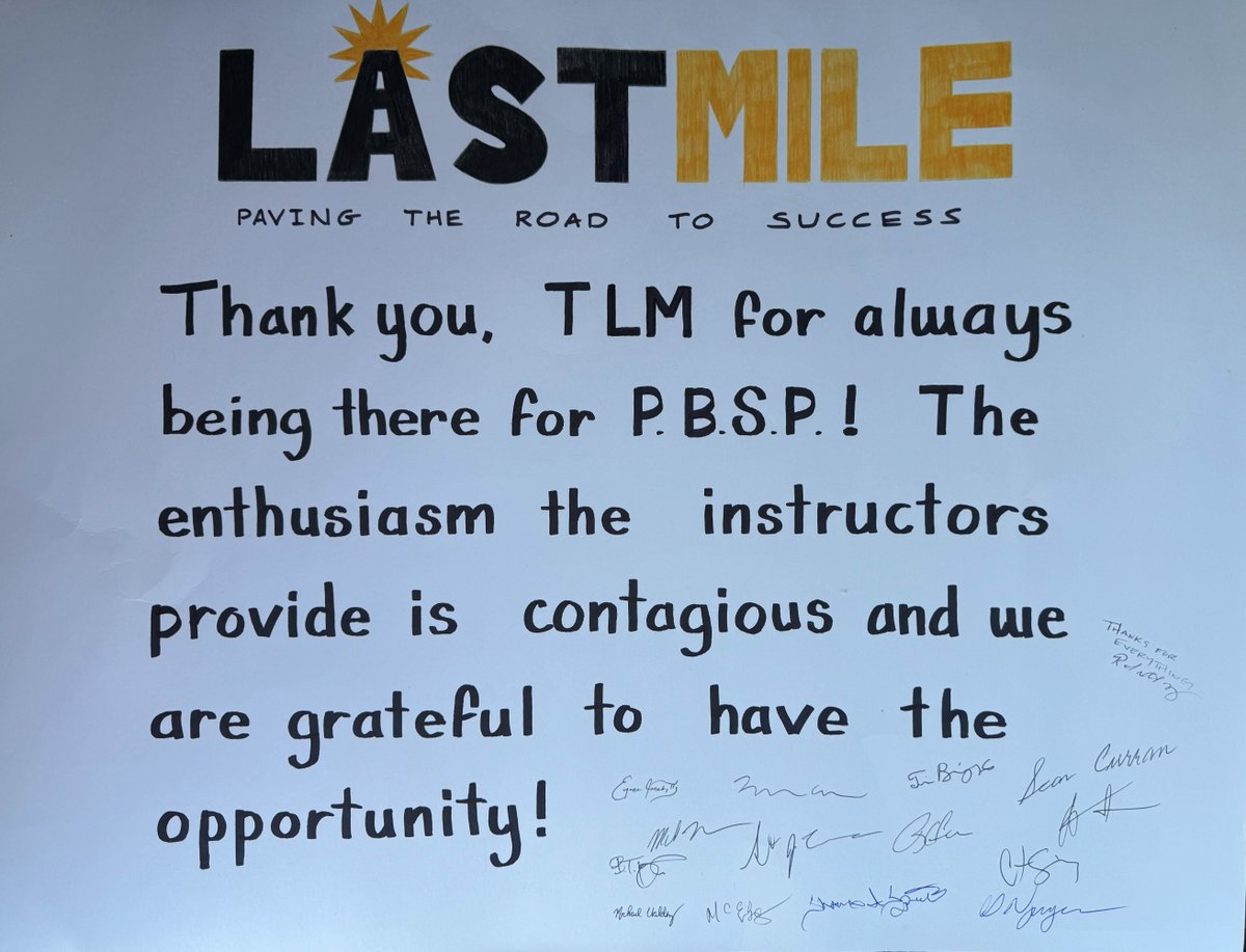 TLM's tweet image. At The Last Mile, we believe in second chances, in dignity, and in building a future through education and opportunity.
This heartfelt note from the men at Pelican Bay State Prison reminds us why we do this work: 👉 "The enthusiasm the instructors provide is contagious, and we…