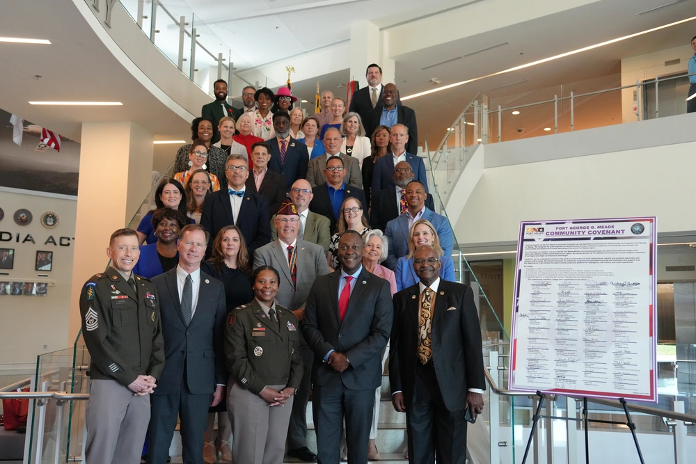 FtMeadeAlliance's tweet image. In early June, #FMA President Joe Pacileo and General Manager Tim O’Ferrall joined #MD leaders to sign the #FortMeade Community Covenant—a shared commitment to supporting service members, their families, and the civilian workforce in @FtMeadeMD.