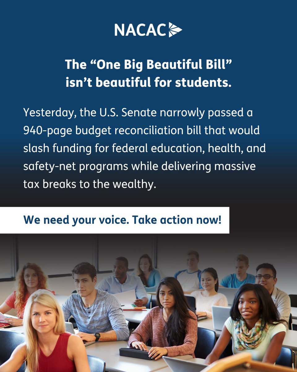 The budget reconciliation bill now moves to the US House of Representatives, where a vote could happen in the coming days. If enacted, this bill would upend decades of bipartisan investment in #collegeaccess, affordability, &amp; student protections. Act now: speak4.app/lp/ue014san/?t…
