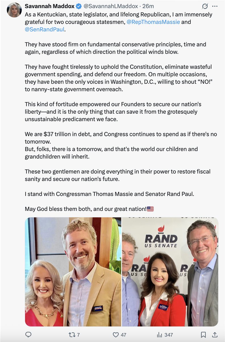 ErinKYSpectrum's tweet image. Some GOP KY lawmakers who represent parts of @RepThomasMassie's KY-04 district are posting support for Massie and @SenRandPaul. Massie & Paul have been 'no' votes on GOP-led mega tax & spending bill @SpectrumNews1KY @SteveDoanLaw @felicia_rabourn @repTJRoberts @SavannahLMaddox