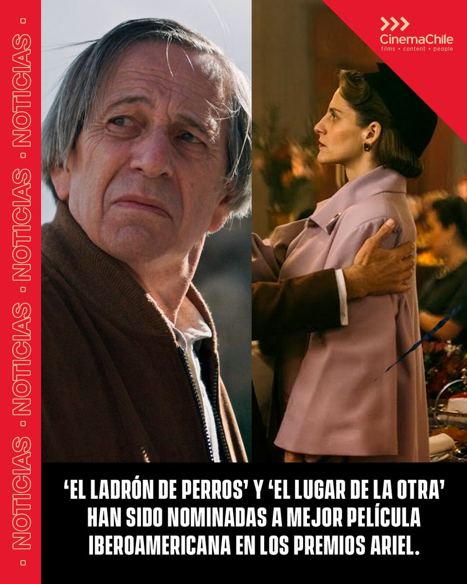 🎬 El lugar de la otra, de Maite Alberdi, y El ladrón de perros, de Vinko Tomicic, fueron nominadas a Mejor Película Iberoamericana en la 67° edición de los Premios Ariel, otorgados por la Academia Mexicana de Artes y Ciencias Cinematográficas 🇲🇽