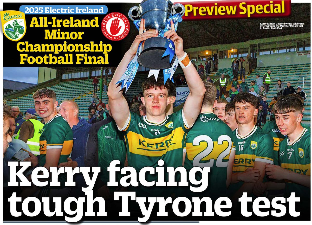 In this week, Kerry’s Eye Sport we have a 14 page All-Ireland Minor Football Final Supplement - We include player profiles of all 34 members of the Kerry minor squad, and our top writers Sylvester Hennessy, Jason O’Connor and Diarmuid Kearney talk to manager Wayne Quillinan.
