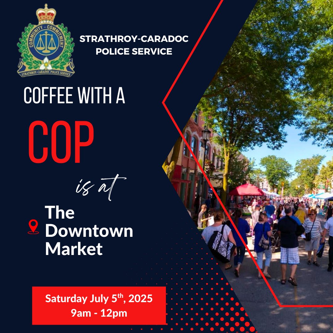 StrathroyCaradocPS (@scpsofficer) on Twitter photo โ๐๐ฅ COFFEE WITH A COP (AND FIREFIGHTER!) โ JULY 5 ๐ฅ๐โ
Join SCPS & SCFD at the Downtown Market from 9AMโ12PM at the Municipality Booth!
โ
Free Starbucks coffee
๐ฎโโ๏ธ Police & Fire Q&A
โ No speechesโjust good convos!
First come, first served!
#CoffeeWithACop #SCFD #SCPS โ๐๐ฅ COFFEE WITH A COP (AND FIREFIGHTER!) โ JULY 5 ๐ฅ๐โ
Join SCPS & SCFD at the Downtown Market from 9AMโ12PM at the Municipality Booth!
โ
Free Starbucks coffee
๐ฎโโ๏ธ Police & Fire Q&A
โ No speechesโjust good convos!
First come, first served!
#CoffeeWithACop #SCFD #SCPS