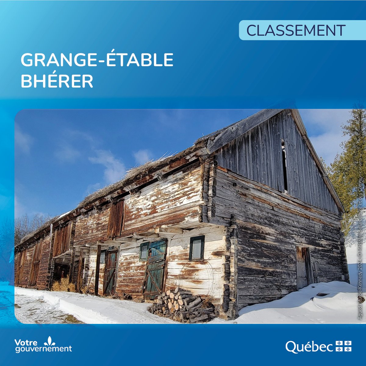 MCCQuebec's tweet image. #communiqué
Le ministre de la Culture et des Communications annonce le classement de la grange-étable Bhérer de La Malbaie
Détails : bit.ly/44pQzjC | #CultureQc #PatrimoineQc #RPCQ #LaMalbaie