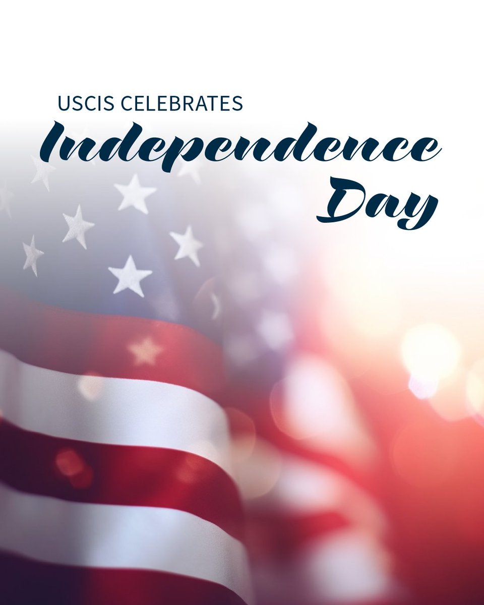 USCIS's tweet photo. Happy birthday to America the beautiful! Today we unite in celebrating our freedom to life, liberty, and the pursuit of happiness, as stated in the Declaration of Independence. #IndependenceDay #4thofJuly https://t.co/UoJwDYsi8y