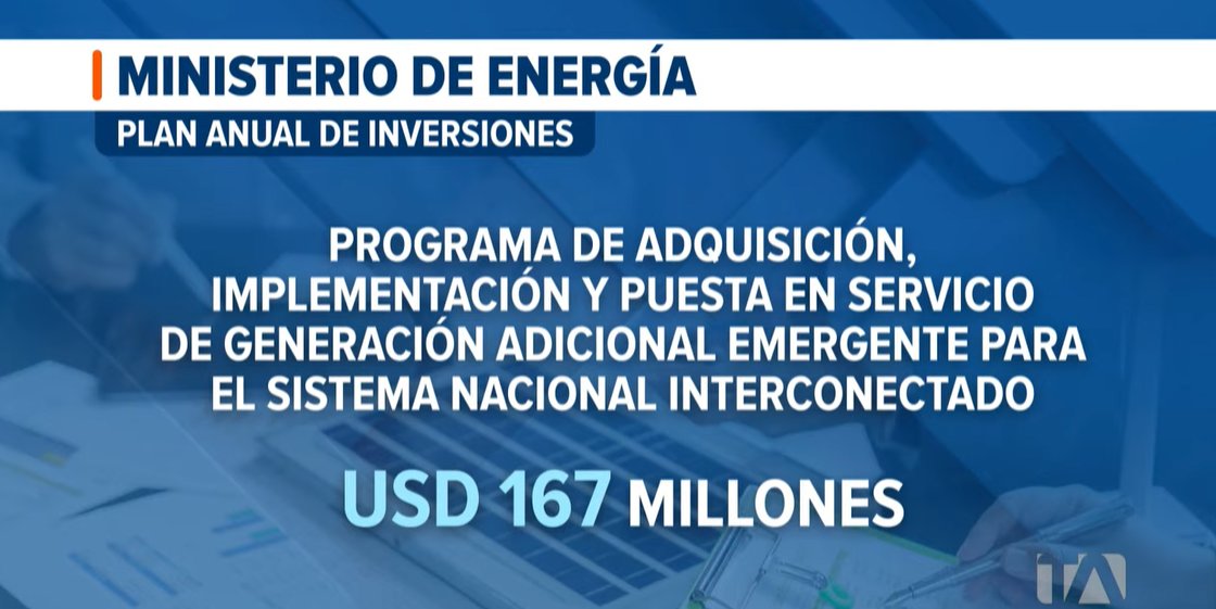 Periodismo en buseta (@relicheandres) on Twitter photo Pasado el primer semestre del 2025, el gobierno de <a href="/DanielNoboaOk/">Daniel Noboa Azin</a>, a través de <a href="/RecNaturalesEC/">Ministerio de Energía y Minas Ecuador🇪🇨</a> apenas ha ejecutado el 5% de su presupuesto.
Lo más grave: el programa emergente, en caso de apagones, está estancado, no avanza.
Fuente: <a href="/teleamazonasec/">Teleamazonas</a> Pasado el primer semestre del 2025, el gobierno de <a href="/DanielNoboaOk/">Daniel Noboa Azin</a>, a través de <a href="/RecNaturalesEC/">Ministerio de Energía y Minas Ecuador🇪🇨</a> apenas ha ejecutado el 5% de su presupuesto.
Lo más grave: el programa emergente, en caso de apagones, está estancado, no avanza.
Fuente: <a href="/teleamazonasec/">Teleamazonas</a>