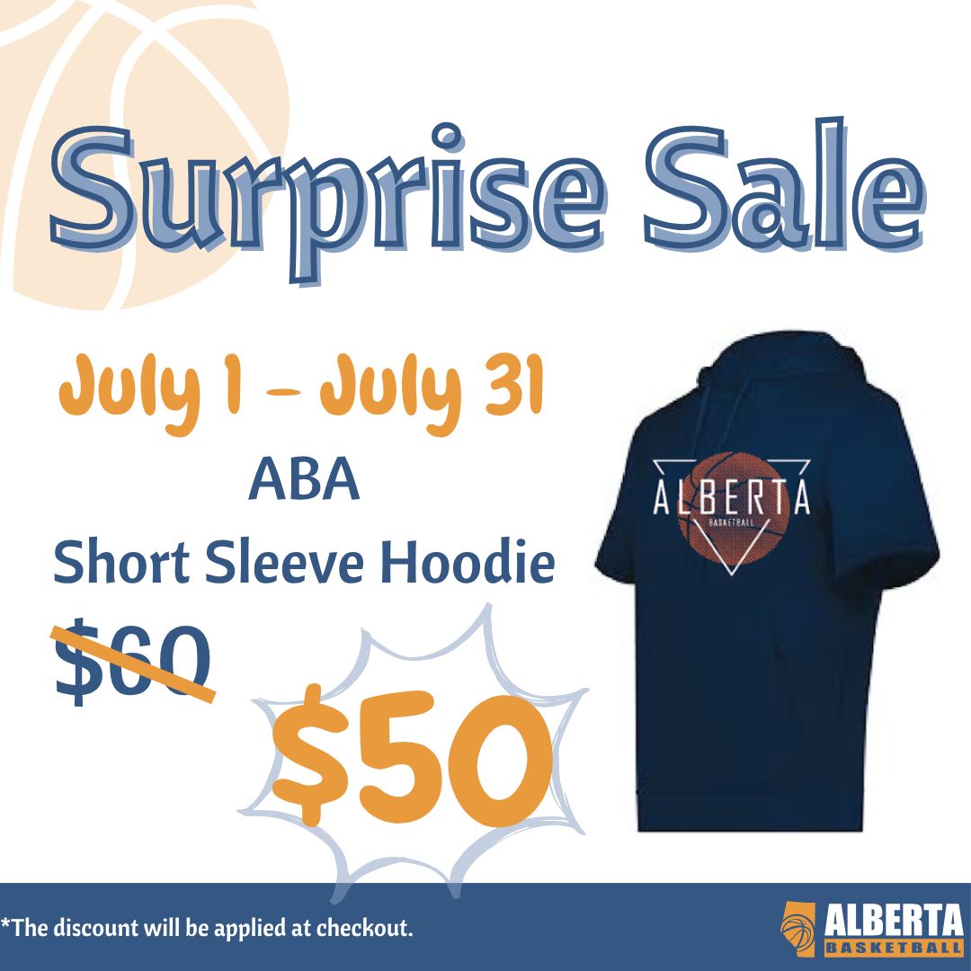 🎉 Surprise Sale! 🎉
Get $10 OFF short sleeve hoodies all July at the ABA Store! 🔥
Rep Alberta Basketball in style 🏀💙
Limited time. Limited stock. Don’t miss out!
👇 Shop now: abastore.ca 

#ABABasketball #JulySale