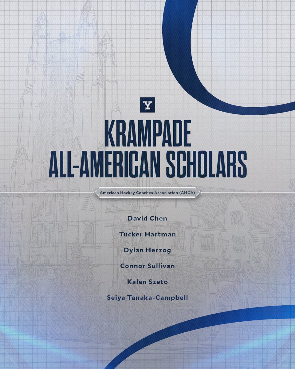 📰 Six Bulldogs Named AHCA/Krampade Scholar All-Americans

 🔗 ➡️ t.ly/-Fju_ | #ThisIsYale