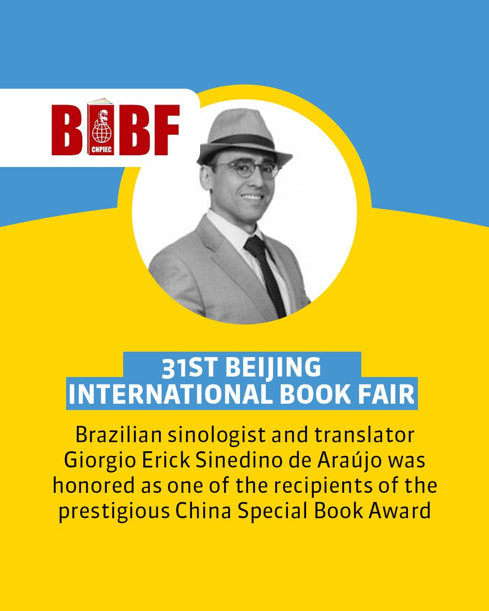 Brazilian sinologist and translator Giorgio Erick Sinedino de Araújo was one of the awardees at the 18th China Special Book Award ceremony, which opened the 31st Beijing International Book Fair on June 18th.

#beijinginternationalbookfair #internationalaward #braziliantranslator
