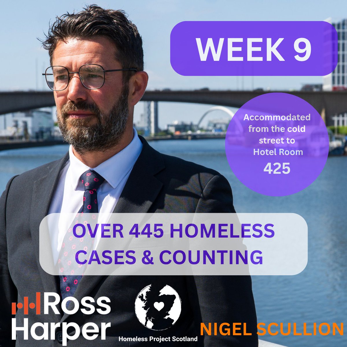 hp_scotland's tweet image. 🏨 WEEK 9 UPDATE 425 OFF THE STREET & INTO SAFETY 🏨
In just 9 weeks, the partnership between @hp_scotland Homeless Project Scotland and @bigrossharper Solicitors has helped accommodate 425 people directly from the cold street into safe hotel rooms.
That’s over 445 homeless…