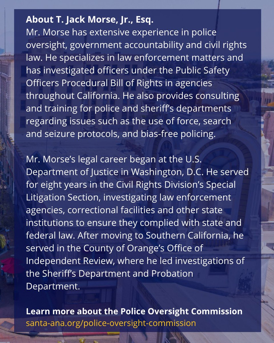 Santa Ana City Council unanimously approves contract with first Police Oversight Director

Read the press release: santa-ana.org/santa-ana-city…