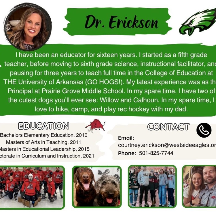West Side is proud to welcome Courtney Erickson, Ed.D., as principal of the Elementary School!