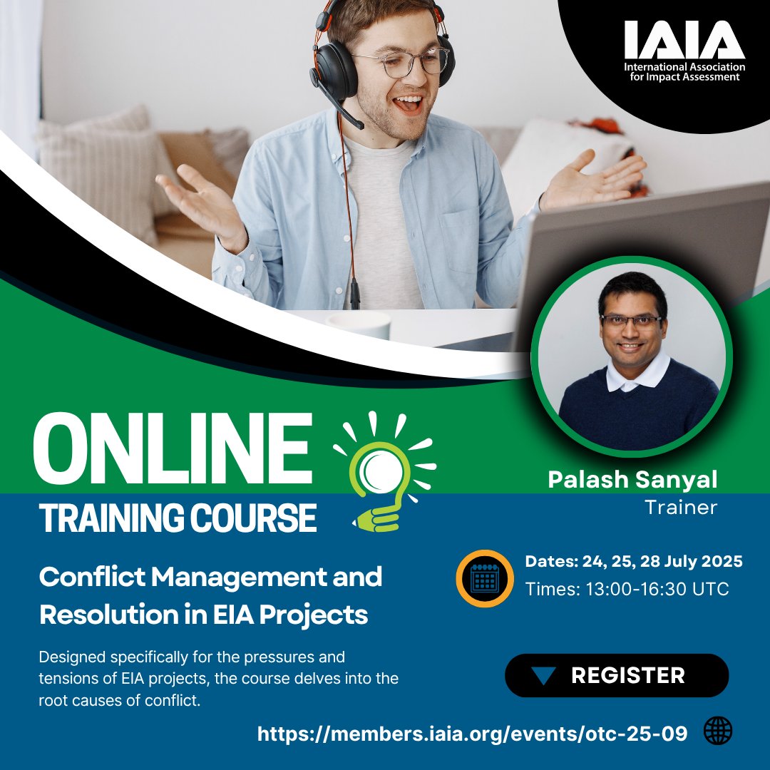 Not all conflict is bad — but unmanaged conflict is.
Master the skills to address confrontation constructively in your next EIA project.

Register by 17 July:
🔗 members.iaia.org/events/otc-25-…
#ImpactAssessment #EQLeadership #ESIA