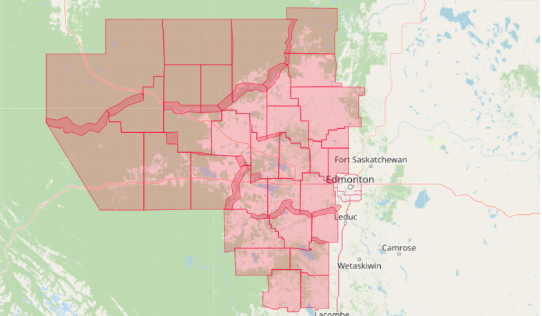 This is an Alberta Emergency Alert. Environment Canada has issued a Tornado Watch.

This alert is in effect for west-central Alberta, between Edmonton and Obed Lake, within approximately 150km north or south of Highway 16 (see attached map for details). 

Conditions are