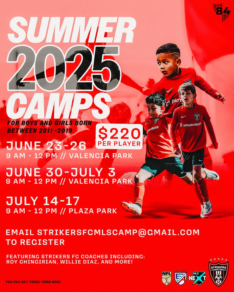 Strikers FC Irvine (@strikersirvine) on Twitter photo ☀️🌴 2025 Summer Camps ⭐
This June and July, we’ll be hosting summer camps for players born between 2011 and 2019! Each camp costs $220 per player 👊
Email strikersfcmlscamp@gmail.com to register today 💪 ☀️🌴 2025 Summer Camps ⭐
This June and July, we’ll be hosting summer camps for players born between 2011 and 2019! Each camp costs $220 per player 👊
Email strikersfcmlscamp@gmail.com to register today 💪