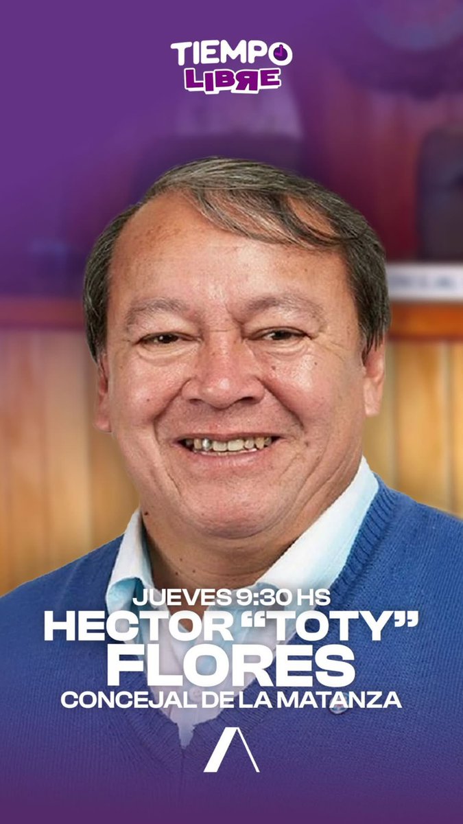 Impuestos&Equidad (@impuestosye) on Twitter photo Este jueves 3J TIEMPO LIBRE recibe a TOTY FLORES CONSEJAL DE LA MATANZA <a href="/TotyFlores/">Toty Flores</a>
9:30 🕤 hs nos encontramos en este link:
x.com/somoslacasaok?…
También por YouTube.
Conduce: <a href="/EleonoraCole/">Eleonora Cole</a> y equipo.
¡Nos vemos! 👋 Este jueves 3J TIEMPO LIBRE recibe a TOTY FLORES CONSEJAL DE LA MATANZA <a href="/TotyFlores/">Toty Flores</a>
9:30 🕤 hs nos encontramos en este link:
x.com/somoslacasaok?…
También por YouTube.
Conduce: <a href="/EleonoraCole/">Eleonora Cole</a> y equipo.
¡Nos vemos! 👋