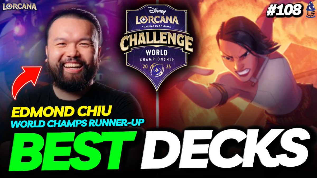 Podcana (@podcana) on Twitter photo This week on the pod, we are joined by <a href="/EdLorcana/">Edmond Chiu (Ed)</a>, the runner-up of the Disney Lorcana World Championship ✨
Ed speaks through his preparation process for Worlds and his deckbuilding decisions 🤔
We also discuss the community reaction to the DLC Season 2 news 😬 This week on the pod, we are joined by <a href="/EdLorcana/">Edmond Chiu (Ed)</a>, the runner-up of the Disney Lorcana World Championship ✨
Ed speaks through his preparation process for Worlds and his deckbuilding decisions 🤔
We also discuss the community reaction to the DLC Season 2 news 😬