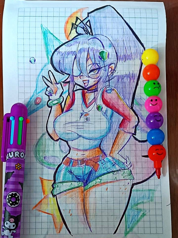 Eris picture I drew on a notebook 🙈, I hope you like it 💜✨

#oc #ArtistOnTwitter #digitalart #draw