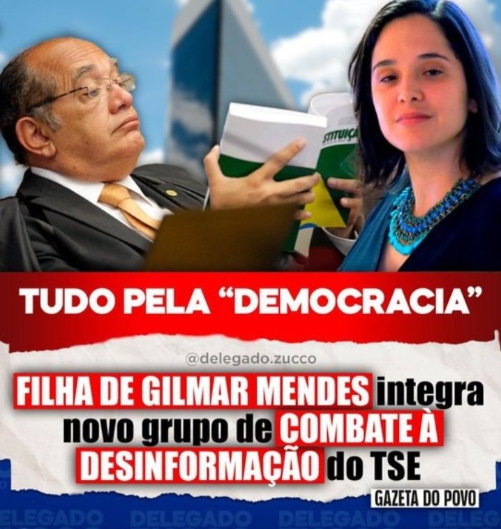 🇧🇷 Laura Schertel, filha de Gilmar Mendes, integra novo grupo de combate à desinformação do TSE.