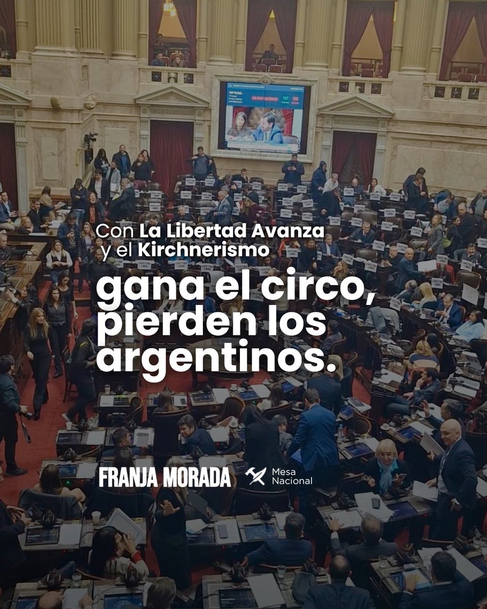 franjanacional's tweet image. Una vez más, lo que debía ser una sesión para tratar  urgencias fue bloqueado por los extremos. LLA y el kirchnerismo eligieron el grito antes que el debate y la sobreactuación antes que la responsabilidad.