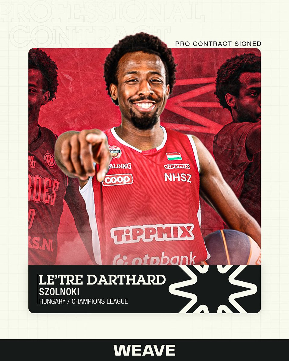 WEAVE (@weave) on Twitter photo Together with Le’Tre Darthard (<a href="/trey_d24/">LeTre Darthard</a>), we are excited to announce that he will continue his professional career in Hungary, and compete in Basketball Champions League, with Szolnoki #WEAVE 🧶 Together with Le’Tre Darthard (<a href="/trey_d24/">LeTre Darthard</a>), we are excited to announce that he will continue his professional career in Hungary, and compete in Basketball Champions League, with Szolnoki #WEAVE 🧶