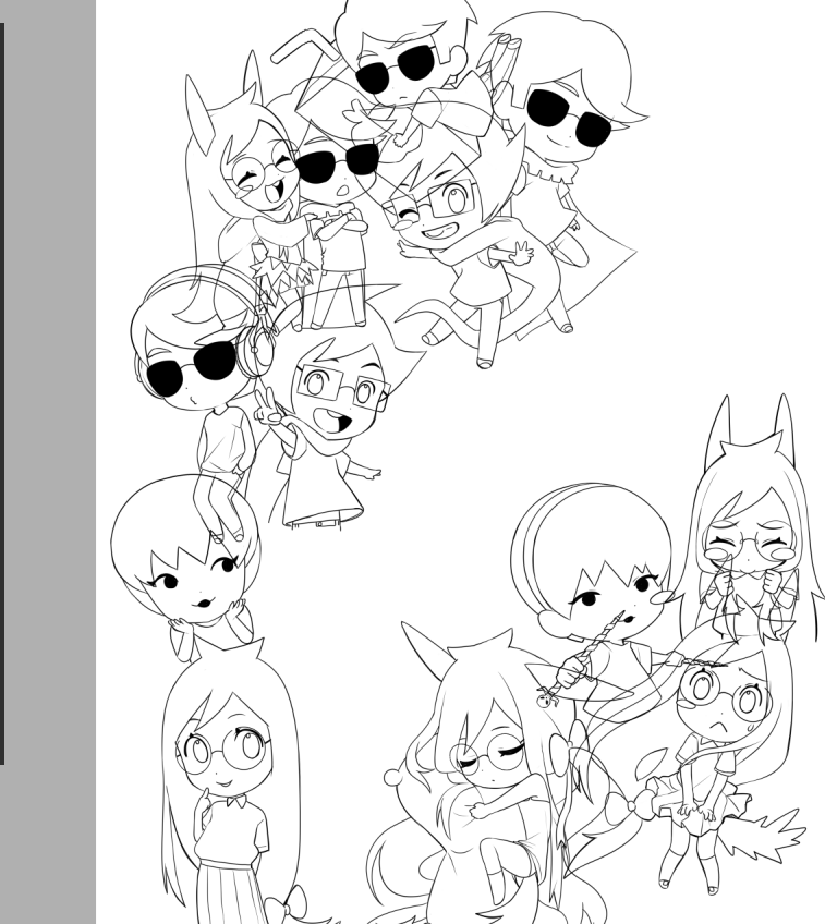 _ksg7's tweet image. Drawing a bunch of chibi for the background of a drawing 😵‍💫