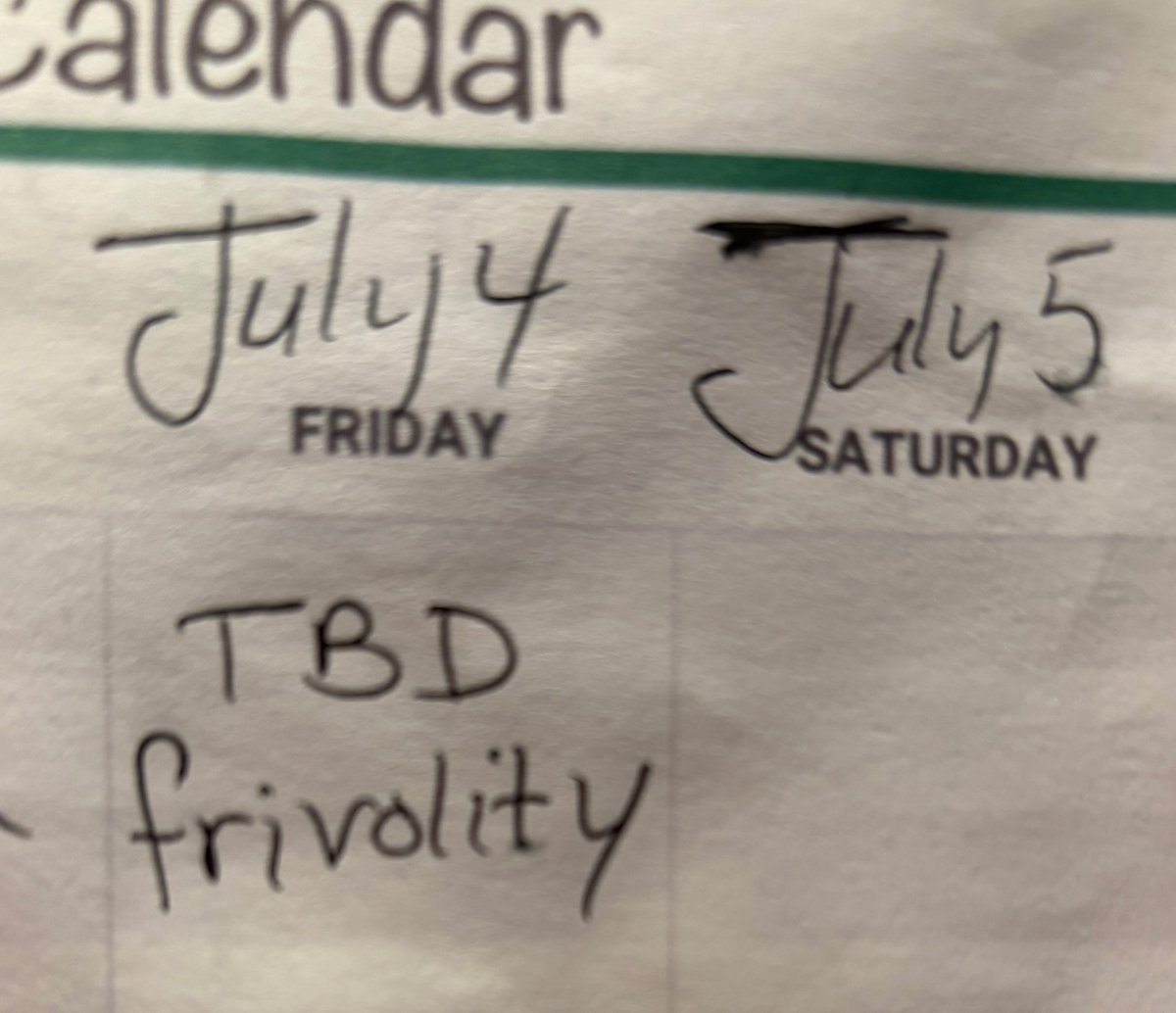 this note on my grandmother’s calendar is something mr. milchick would get in trouble for writing