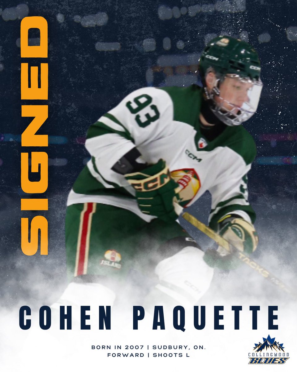 The Collingwood Blues are proud to announce the signing of 2007-born forward Cohen Paquette from Island HC U18 (BC)!

Welcome to the Blues, Cohen!

#CollingwoodsTeam
#PoweredByNutrafarms
#drivenbymikejacksonGM