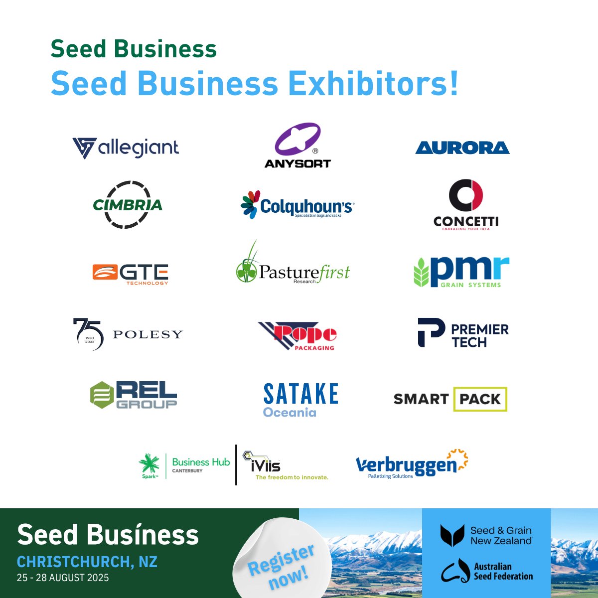 On the road to Seed Business 2025! 🚜

Thanks to all our exhibitors – we look forward to seeing you at Seed Business!

Register here: eventbookings.com/b/event/seed-b…
