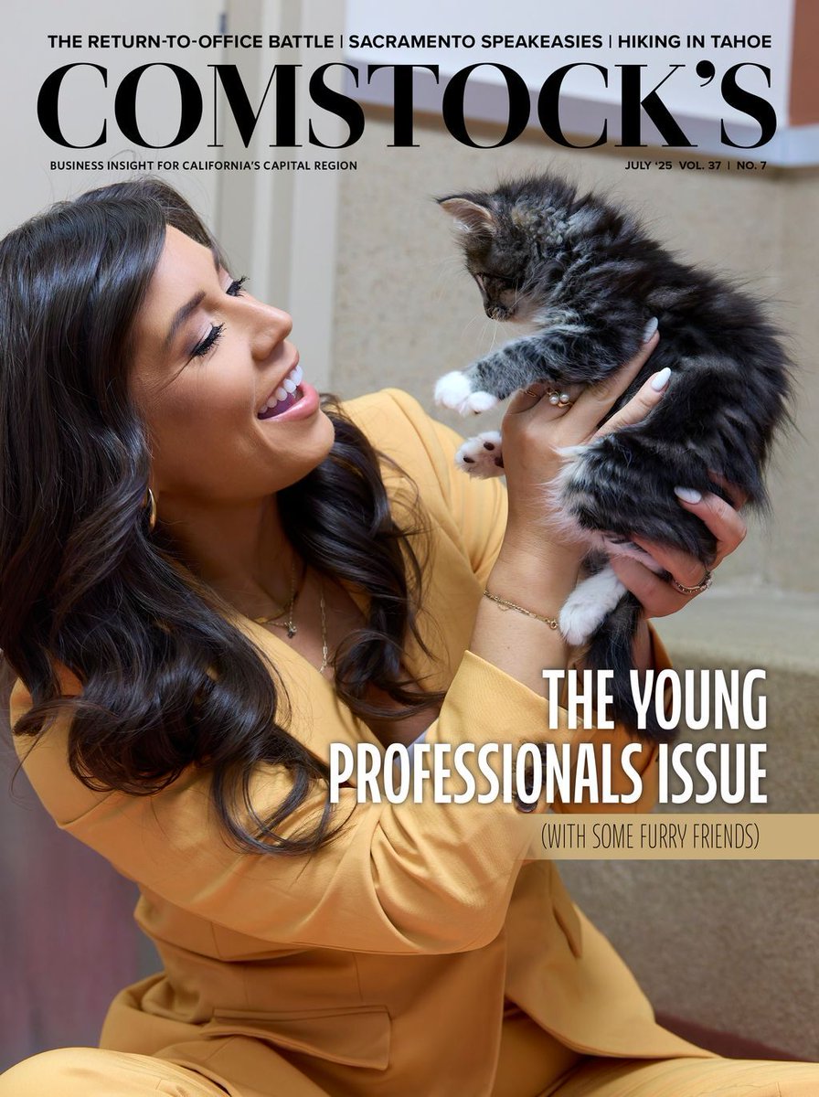 comstocksmag's tweet image. KCRA's @ZavalaA shares the cover of our annual Young Professionals issue with — a kitten! Shot at @BradshawShelter, this issue highlights the power of giving back — and maybe adopting a new friend too. We'll be sharing profiles all next week.
#Sacramento #YoungPros