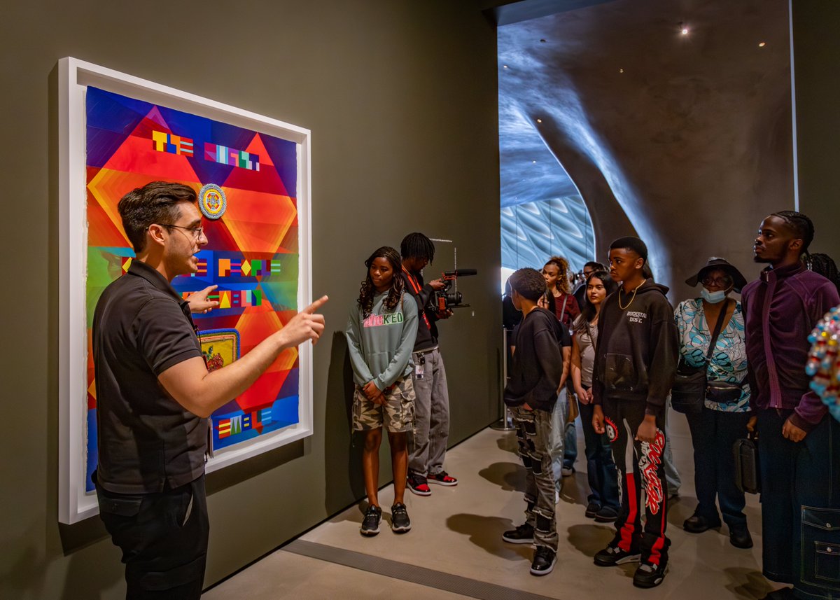 Art in Action interns visited <a href="/TheBroad/">The Broad</a> for a tour of the Jeffrey Gibson exhibit and a screening of Hoops, Hopes and Dreams by Glenn Kaino. The highlight? A powerful fireside chat with Jesse Williams. 🎨🏀✊ Thanks for having us! 

#ArtInAction #TheBroadMuseum