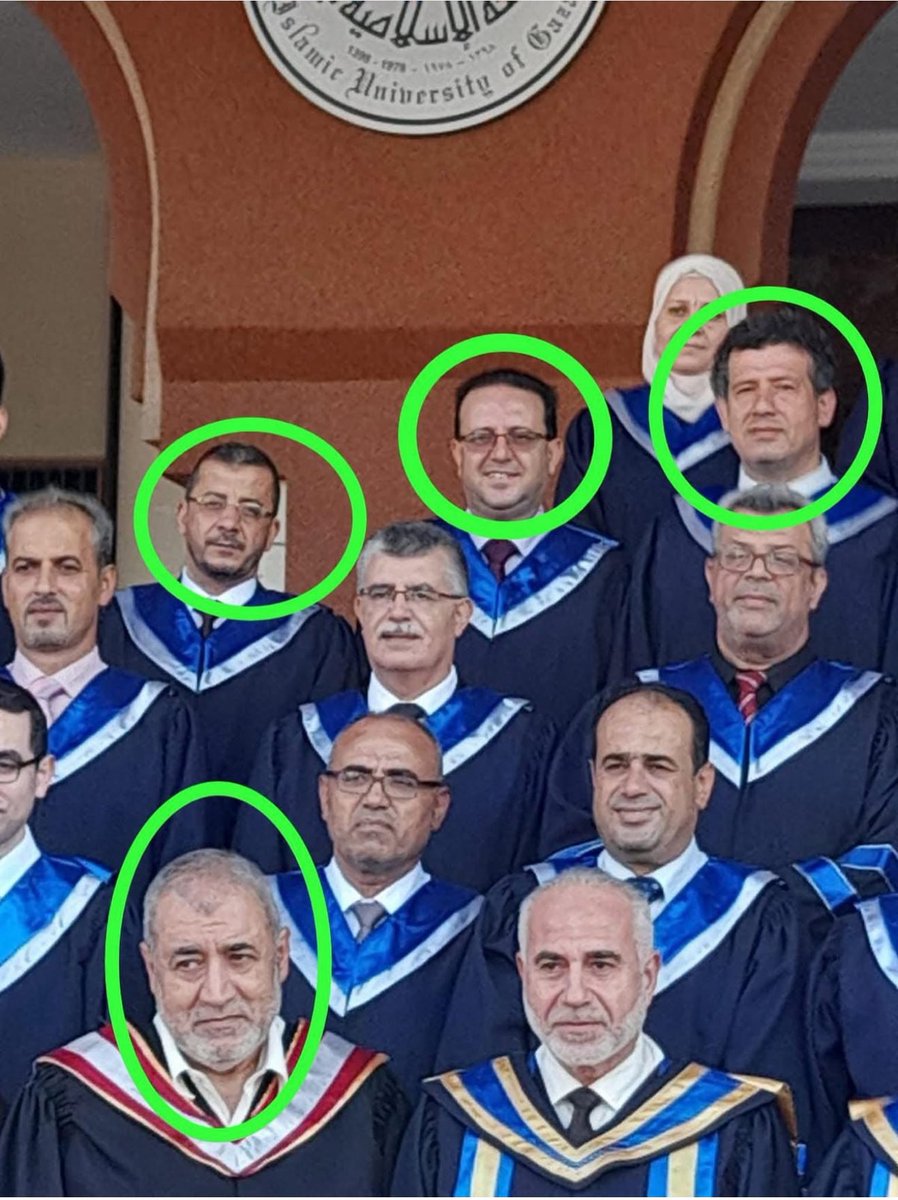This picture was taken during a graduation ceremony at the Faculty of Medicine in Gaza.
Four of the individuals shown here were brutally killed by the “idf”:
1-Dr. Omar Farwana, former Dean of the Faculty of Medicine,
2-Dr. Adnan Al-Bursh, Head of Orthopedic Surgery at Al-Shifa