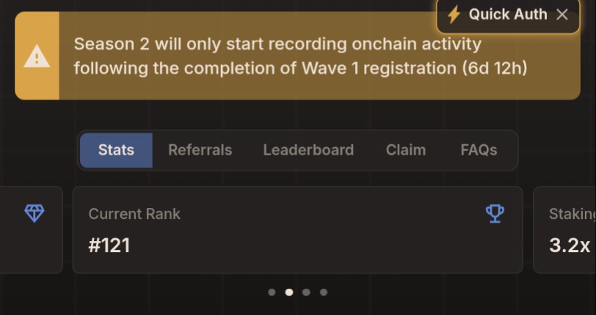 $DYM のエアドロのシーズン2が開始！🪂

今はWave1で $DYM をずっとステークしてた人にボーナスつきます💰
私は大してステークしてないけど、登録したらランク121でした😂
その後、タスクによってエアドロ額が増えるようです。

⚠️登録が必要です。以下からどうぞ👇
portal.dymension.xyz/season-two/6l3…

#Airdrop
