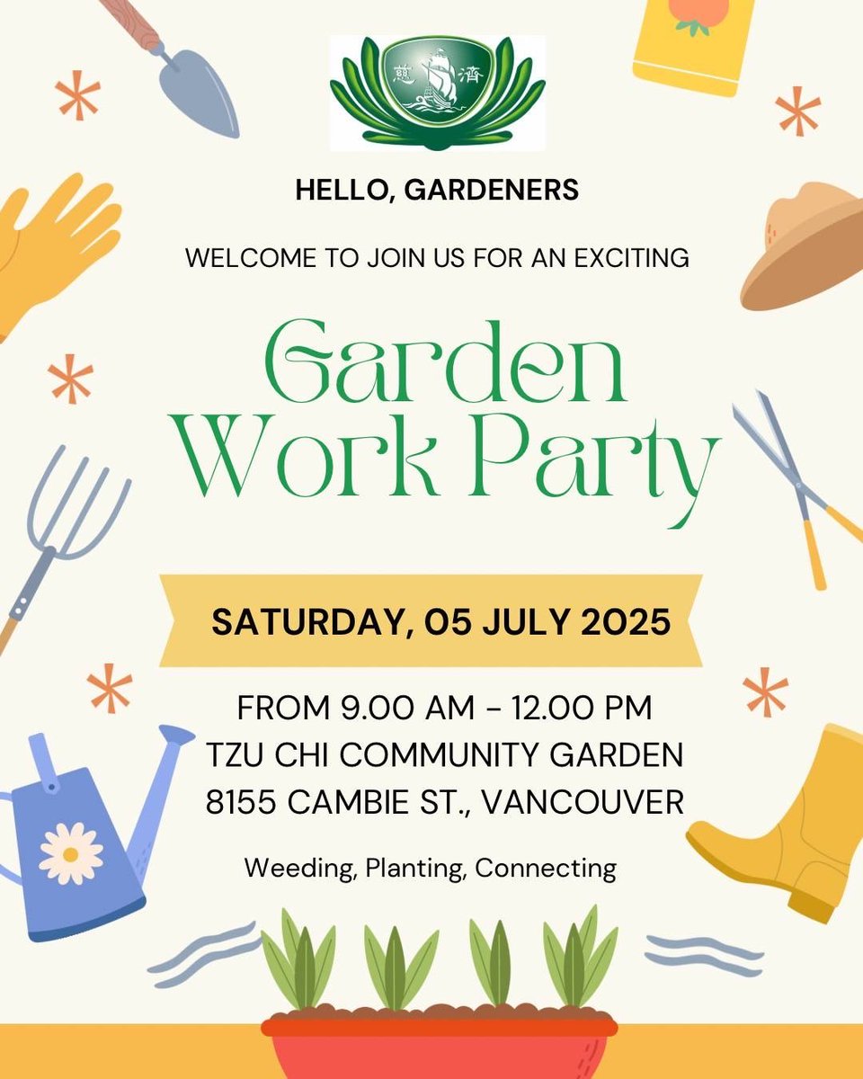 tzuchicanada's tweet photo. zu Chi Foundation Canada has built a 100-bed community garden at the corner of W.65th AVE. &amp; Cambie ST. in Vancouver.  The garden is open to the public to adopt a bed.  For information, please refer to the information poster below. The Foundation will hold a work party on July 5. https://t.co/TecBxQliB0