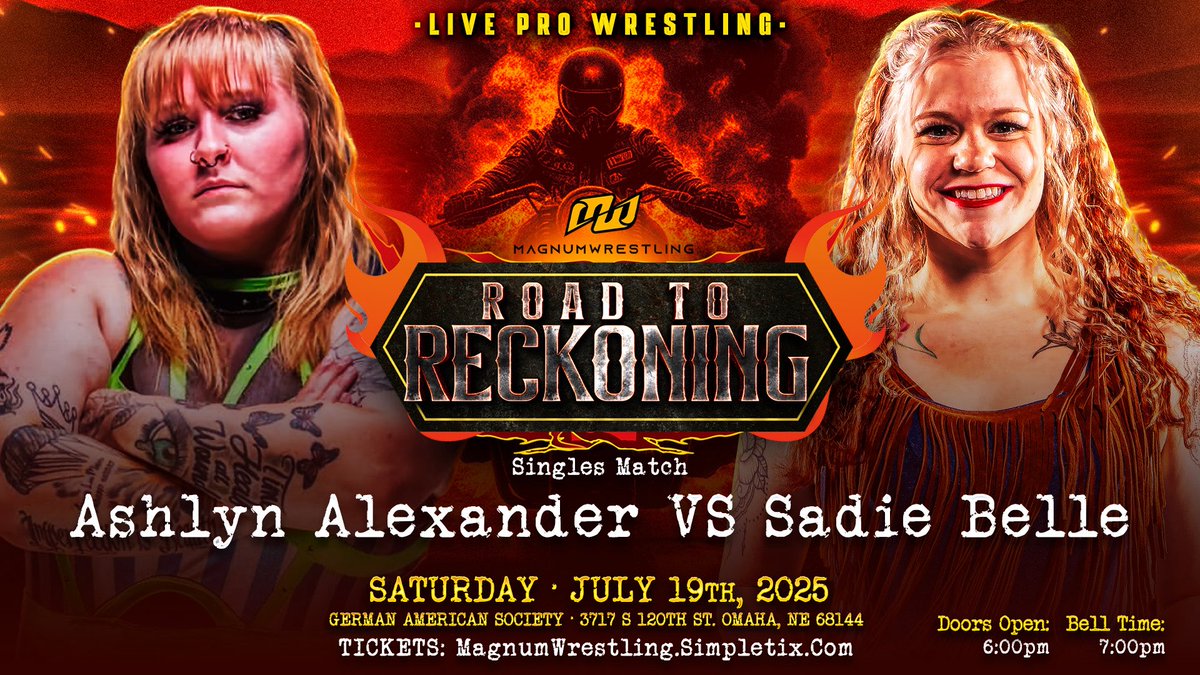 Next month at Road to Reckoning, Sadie Belle returns to face debuting Ashlyn Alexander! 

Will Sadie be able to defeat the newcomer and start her climb back to the top or will Alexander crush her dreams of the Hellcat title once and for all? 

🎟️ simpletix.com/e/magnum-wrest…