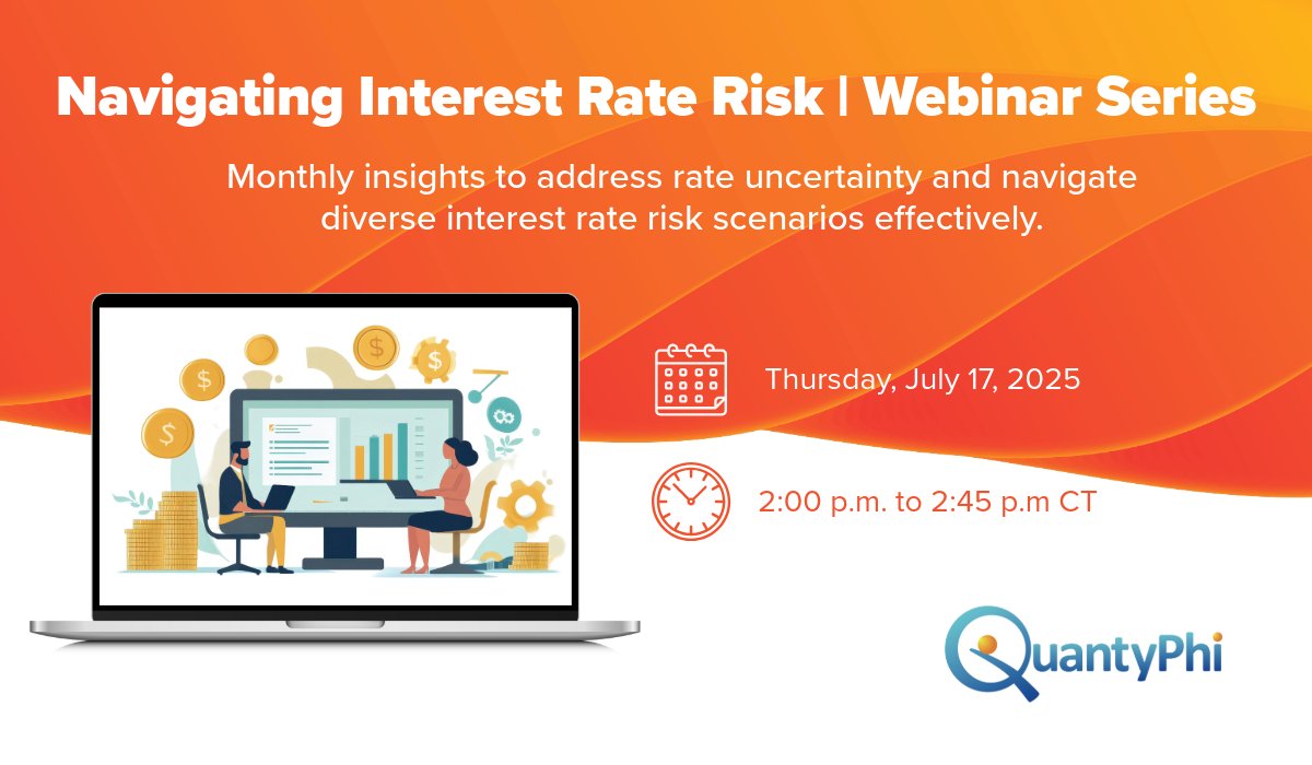 Join QuantyPhi on Thursday, July 17, at 2:00 p.m. CT for the next episode of their 2025 Navigating Interest Rate Risk Series, focusing on Asset Liability Management.

Register here: ecs.page.link/p3iVX

#QunatyPhi #CUInvestments #CreditUnions