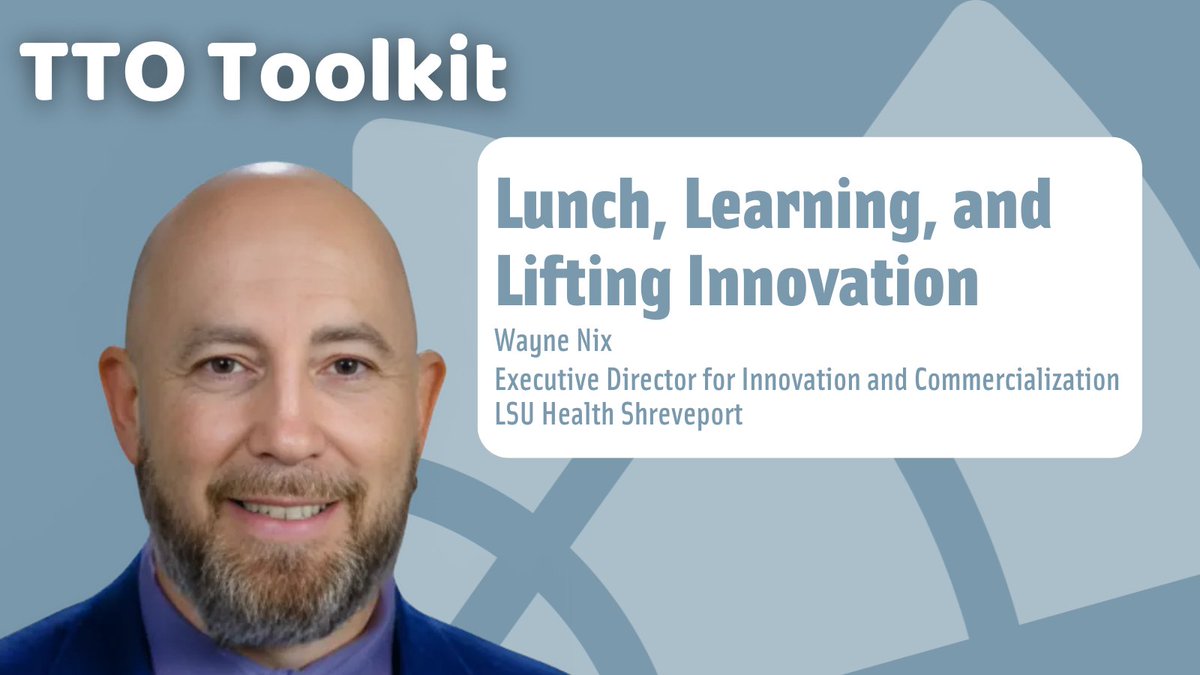 AUTM's tweet image. Looking to boost your TTO’s visibility? Check out the TTO Toolkit! Wayne Nix from LSU Health Shreveport shares how their Lunch & Learn event built trust and fostered collaboration with faculty. bit.ly/4nvlns0