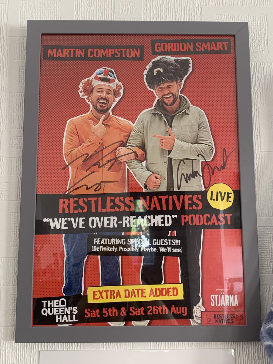 Meesh_Redshaw's tweet photo. Forever immortalised on my wall and has been since the first live show. An infinite amount of thanks, it’s been an absolute blast! #RestlessNatives. @gordonsmart. @martin_compston. https://t.co/Baecd6ot6o
