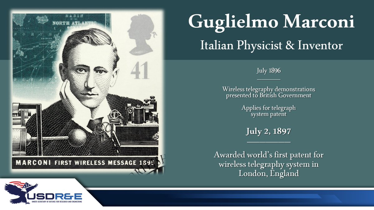 DoDCTO's tweet image. 📡THIS DAY IN HISTORY - July 2nd, 1897
Guglielmo Marconi filed the world's first patent for wireless telegraphy in London. This invention would revolutionize military communications forever.
His contributions laid the groundwork for military command-and-control systems ⚡️