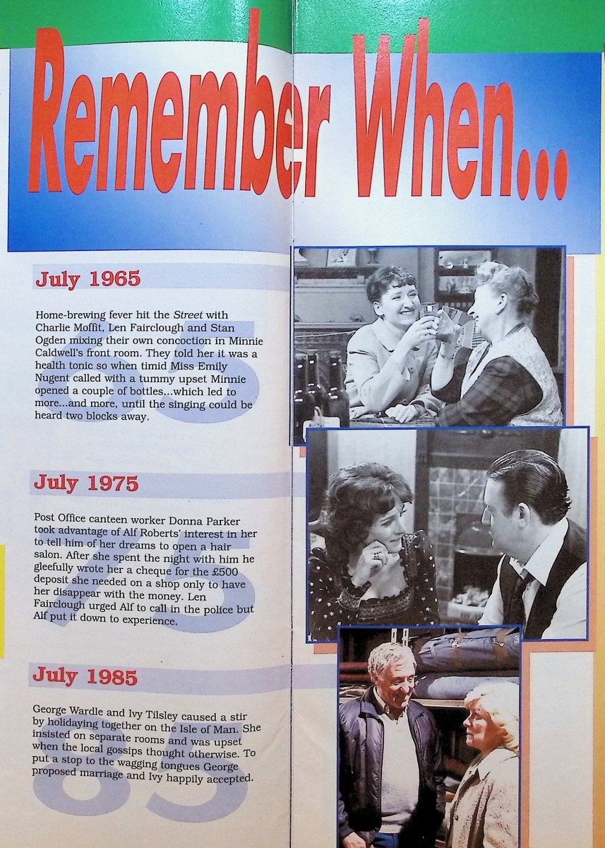 TvDidYouSee's tweet photo. From July 1995 - The #CoronationStreet magazine puts your questions to #MichaelLeVell, remembers a tipsy Emily and Minnie when home-brewing fever hit The Street in July '65, and lets you get your hands on a 'Gossip in the Snug' commemorative plate. https://t.co/xX15EBj9LP