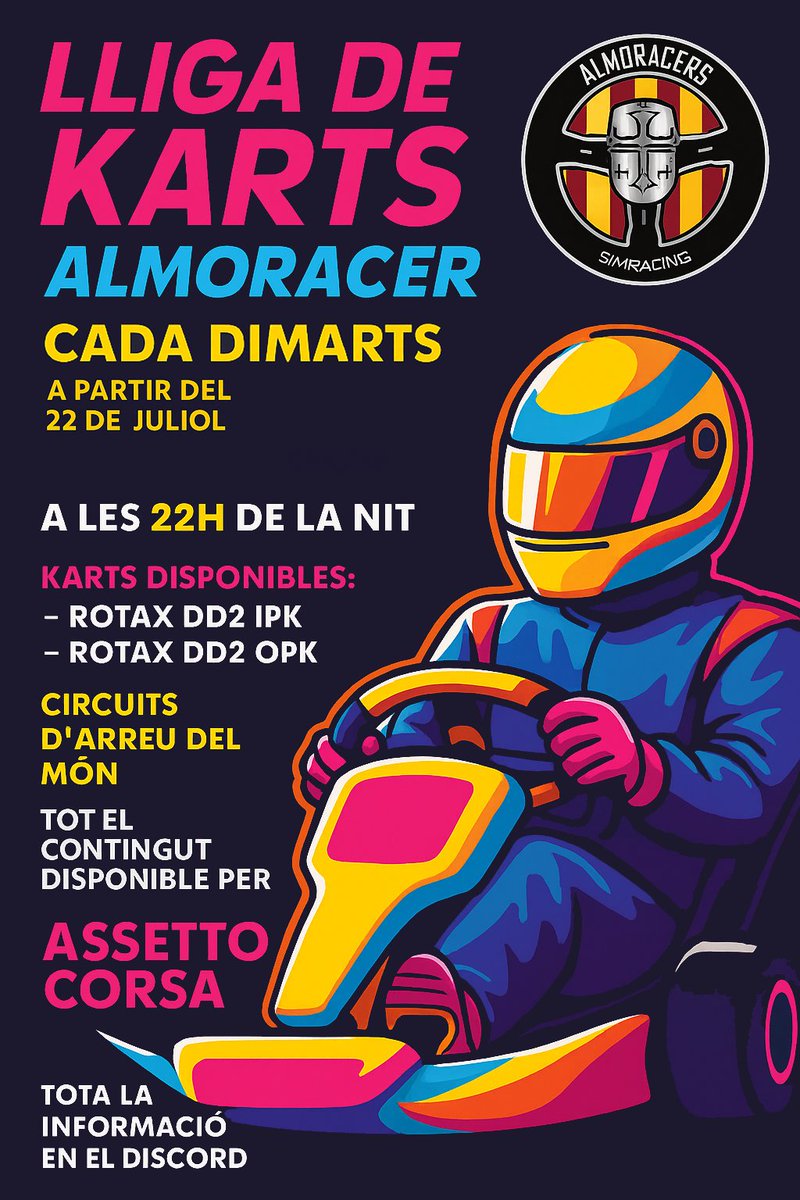 🏁 Arrenca la Lliga de Karts Almoracer! 🏎🔥
📅 A partir del 22 de juliol, cada dimarts a les 22h!
#simracing #karting #català #simracingencatalà #assettocorsa #racecar #fyp #catalàtiktok