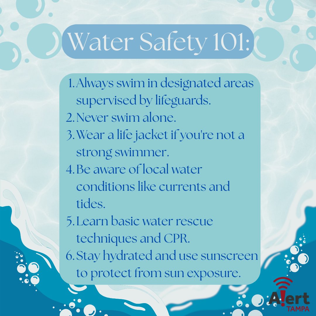 6 rules for endless fun🫧
Stay safe around water and know the basics before you jump in.
tampa.gov/fire-rescue/in…
#WaterSafety