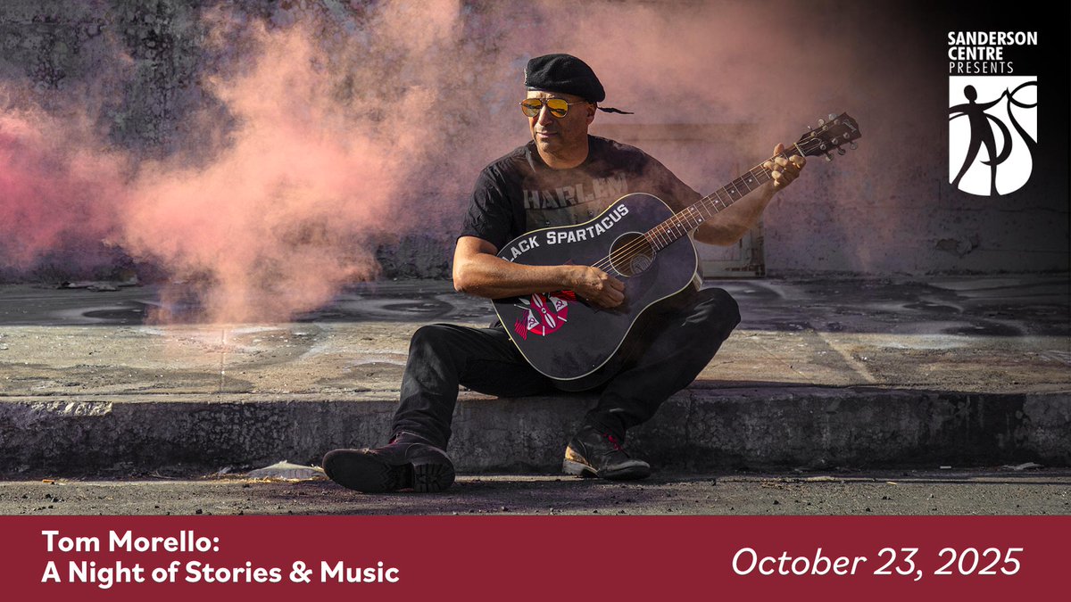 Tom Morello: A Night of Stories &amp; Music
October 23, 2025 

A Night of Stories &amp; Music with Rock God, Justice fighter, Rabble-rouser, and American renegade Tom Morello.

Tickets on sale now at: bit.ly/44yUyM1
